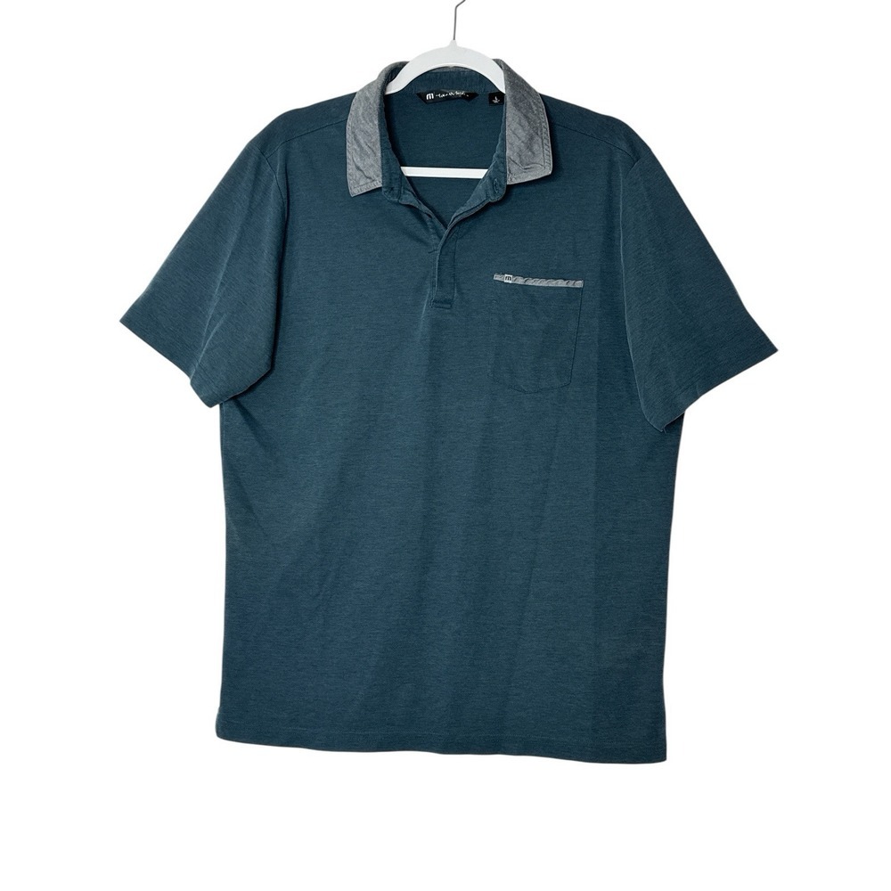 Travis Mathew Polo Shirt Adult Mens Large Athletic Blue Short‎ Sleeve Golf